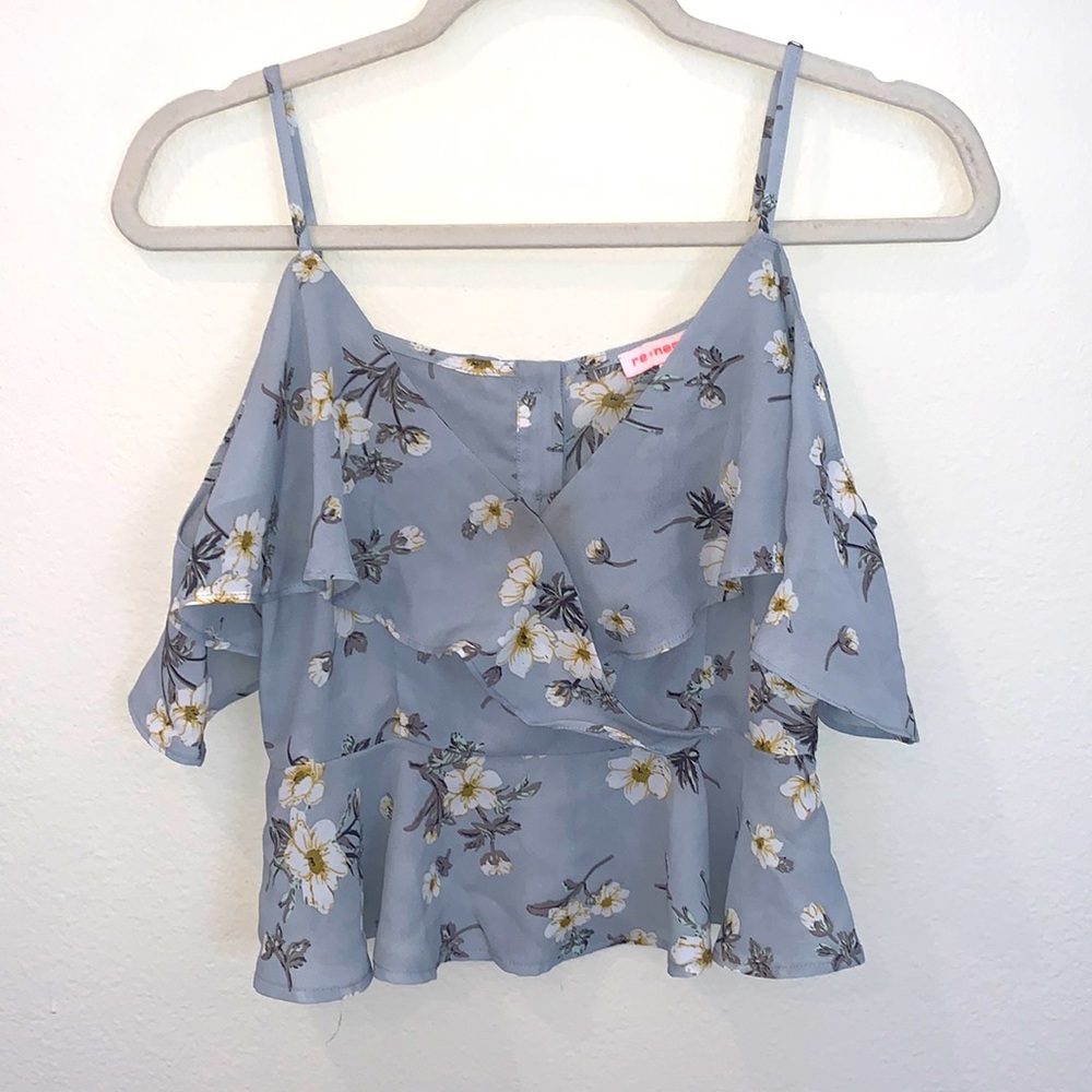 Sky Blue Floral off the shoulder blouse